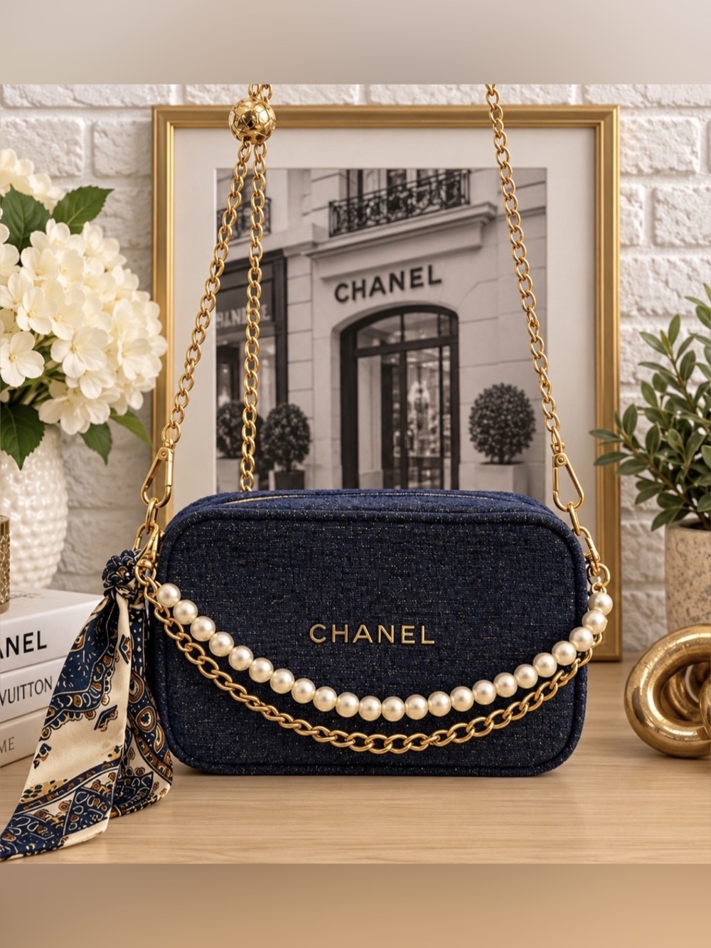 Chanel Navy Gold Cosmetic Beauty Bag Gwp vip item